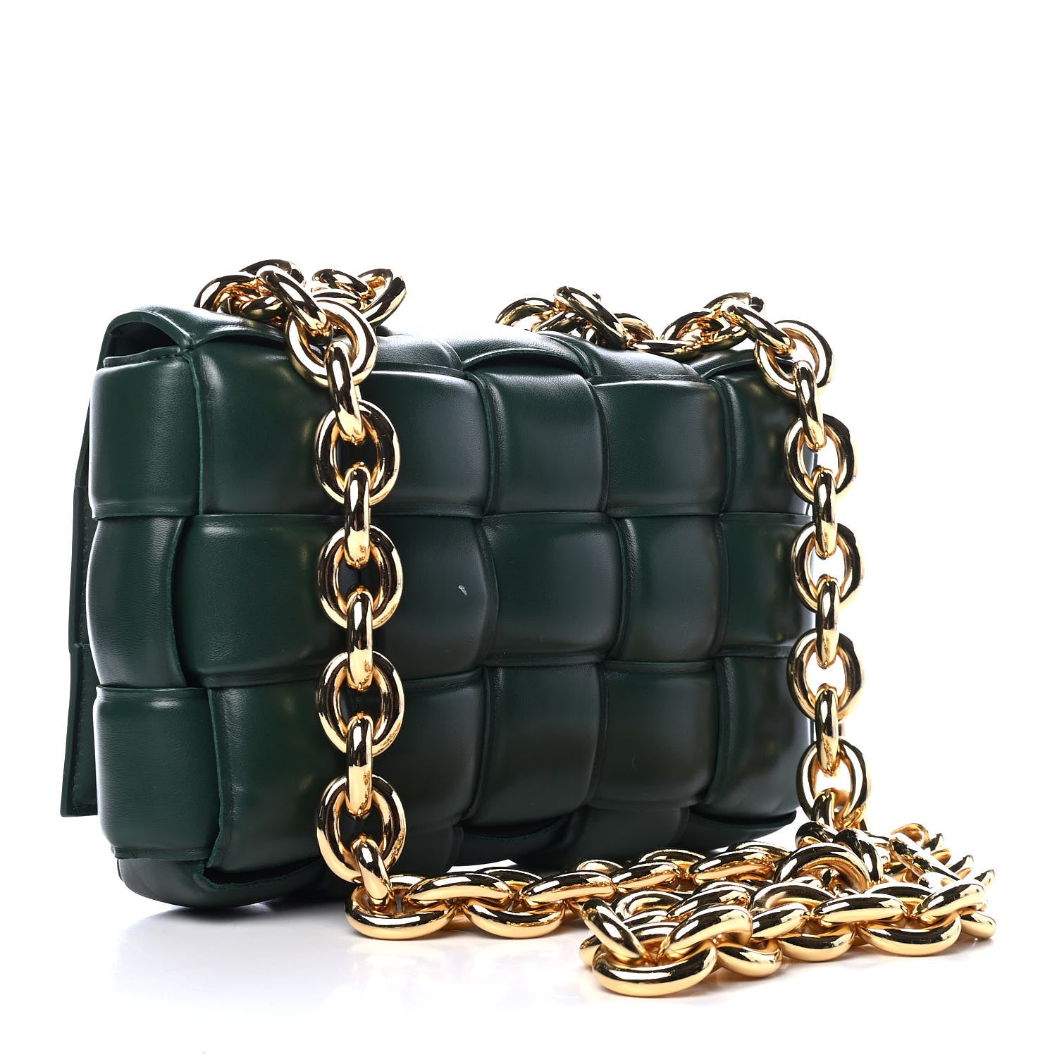 Bottega Veneta Lambskin Maxi Intreccio Padded Chain Cassette Crossbody Bag Raintree 2 of 5