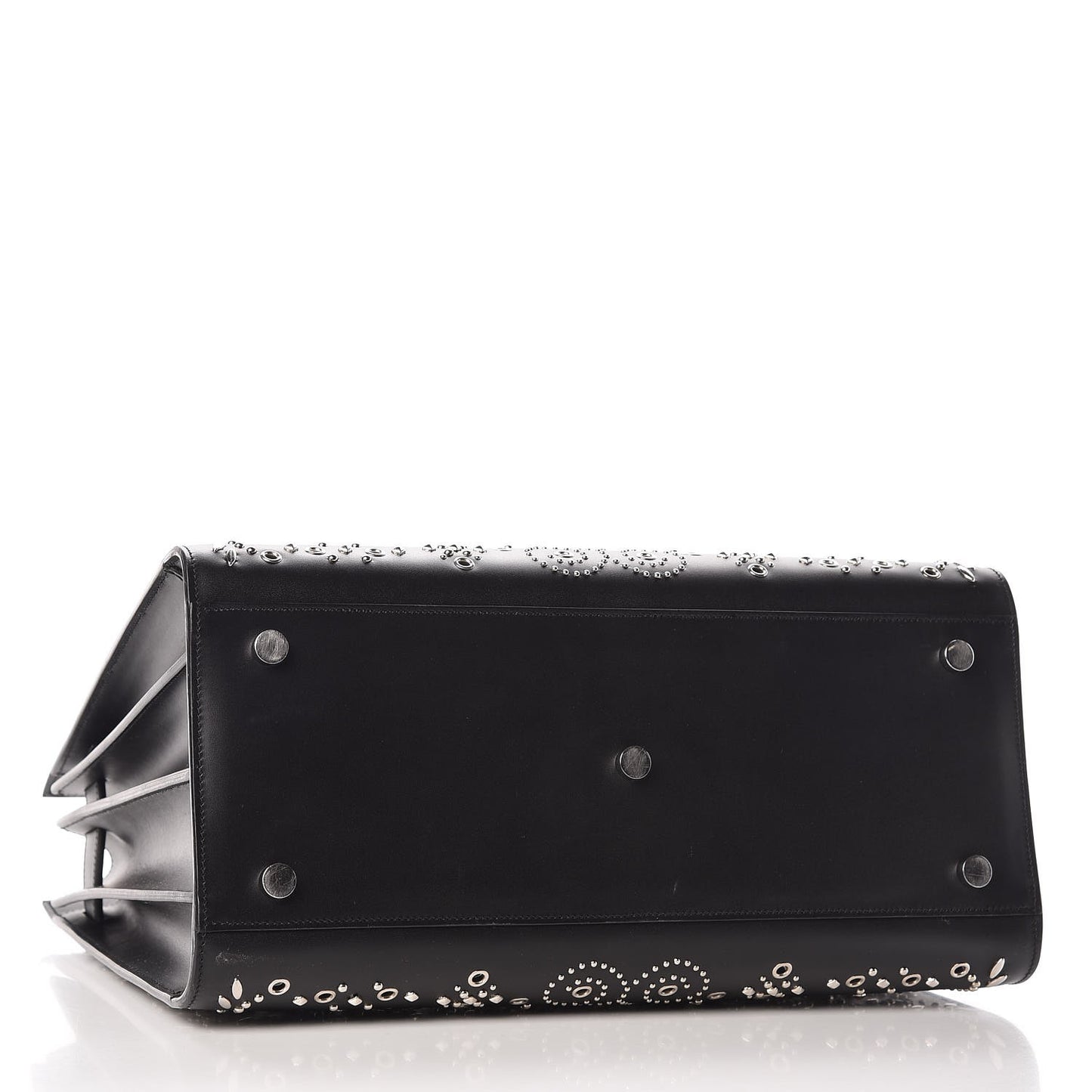 Calfskin Perforated Bandana Studded Small Sac De Jour Black