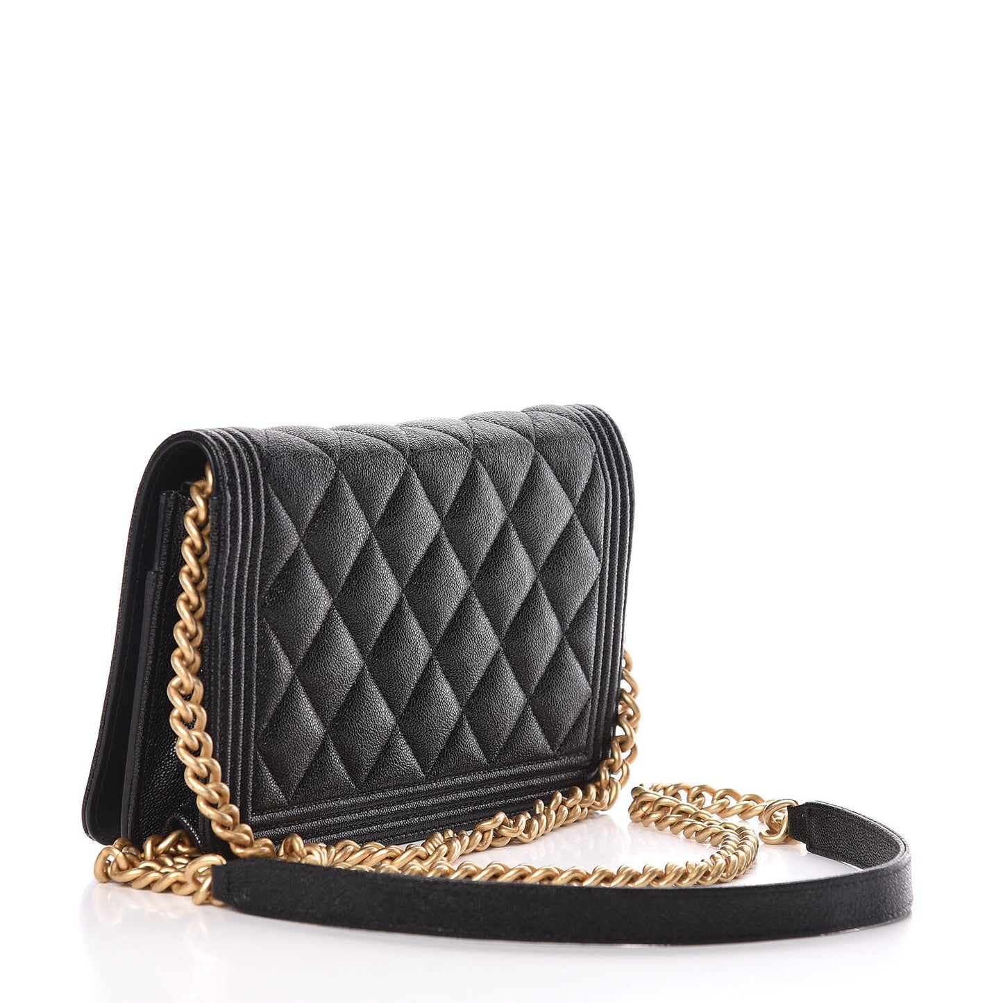 Caviar Quilted Boy Wallet On Chain WOC Black