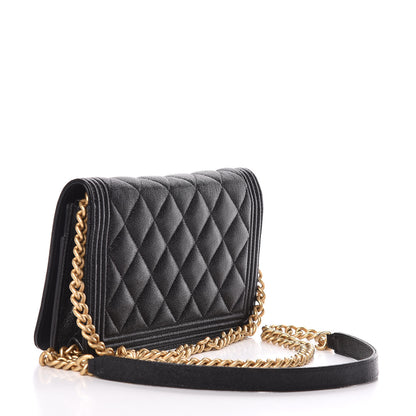 Chanel Caviar Quilted Boy Wallet On Chain WOC Black 3 of 15