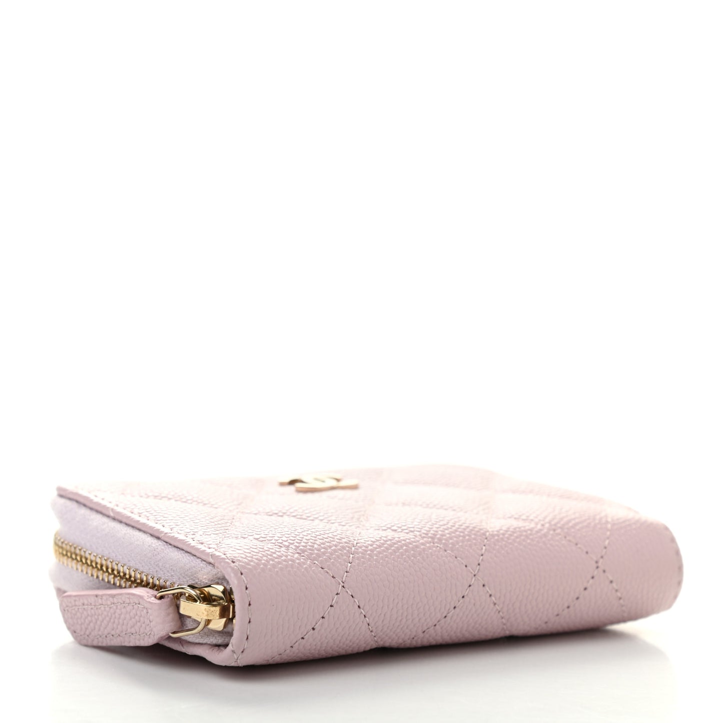 Caviar Quilted Zip Coin Purse Light Pink