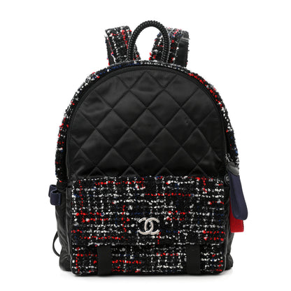 Chanel Tweed Nylon Quilted Astronaut Essentials Backpack Black Multicolor 1 of 10