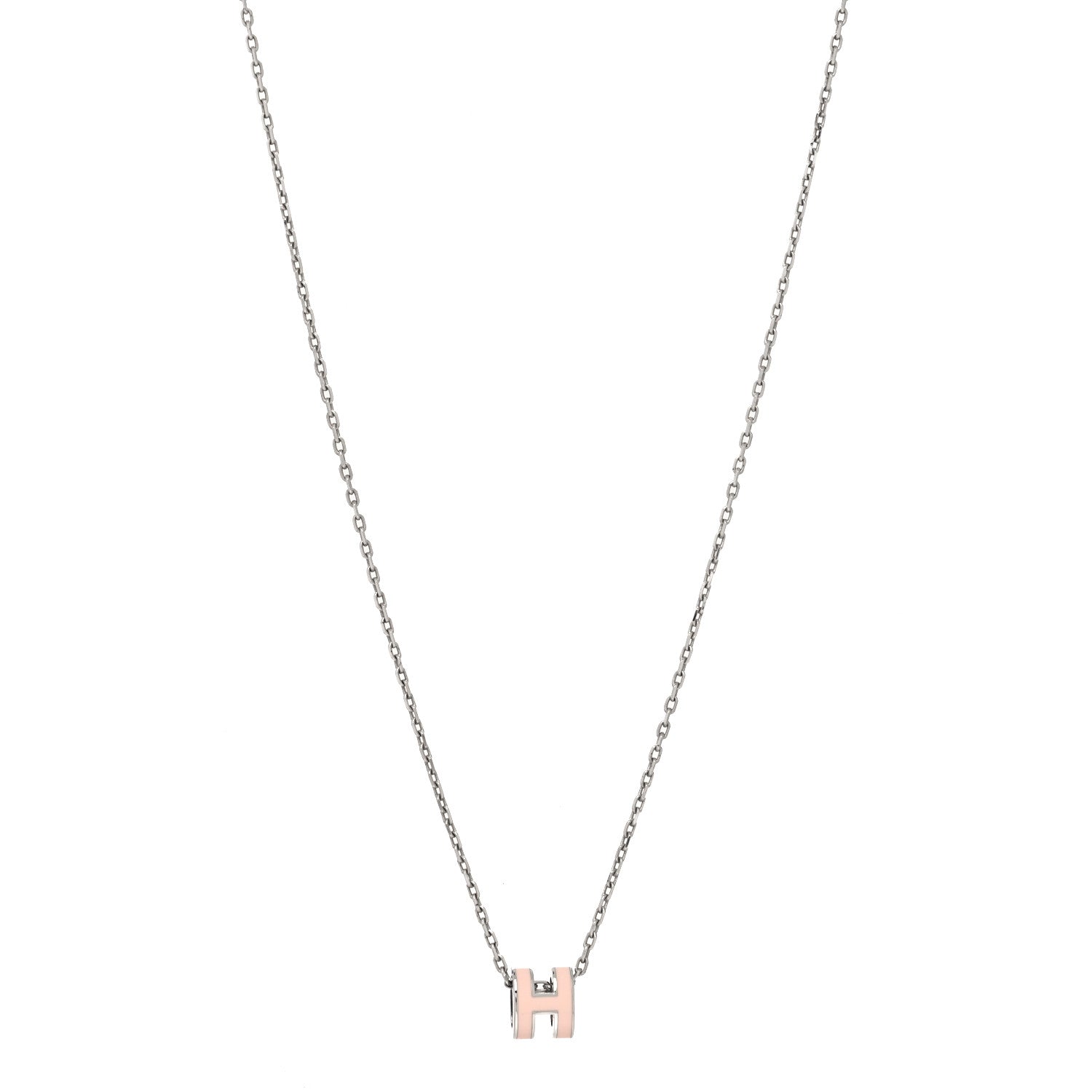 Hermes Palladium Mini Pop H Pendant Necklace Rose Dragee 1 of 5