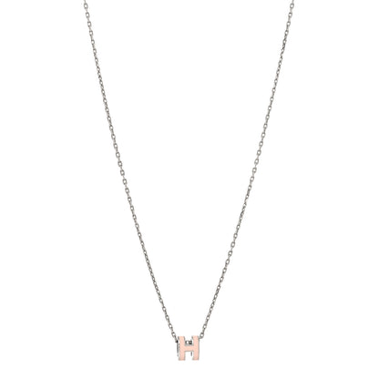 Hermes Palladium Mini Pop H Pendant Necklace Rose Dragee 1 of 5