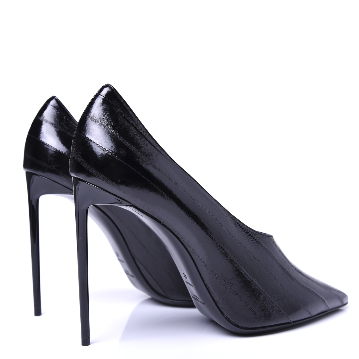 Shiny Eel Teddy High Vamp 105 Pumps 42 Black