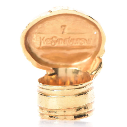 Saint Laurent Glass Cabochon Arty Ovale Ring 7 Gold Turquoise 4 of 6