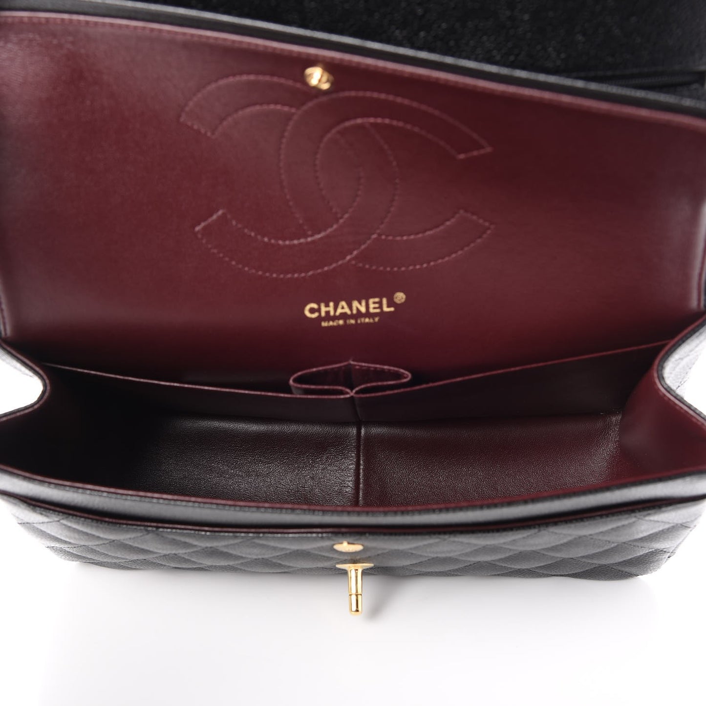 Caviar Quilted Jumbo Double Flap Black