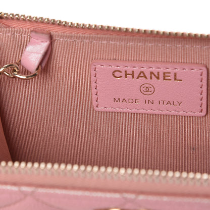 Chanel Iridescent Caviar Quilted Zipped Key Holder Case Rose Pink 9 of 14