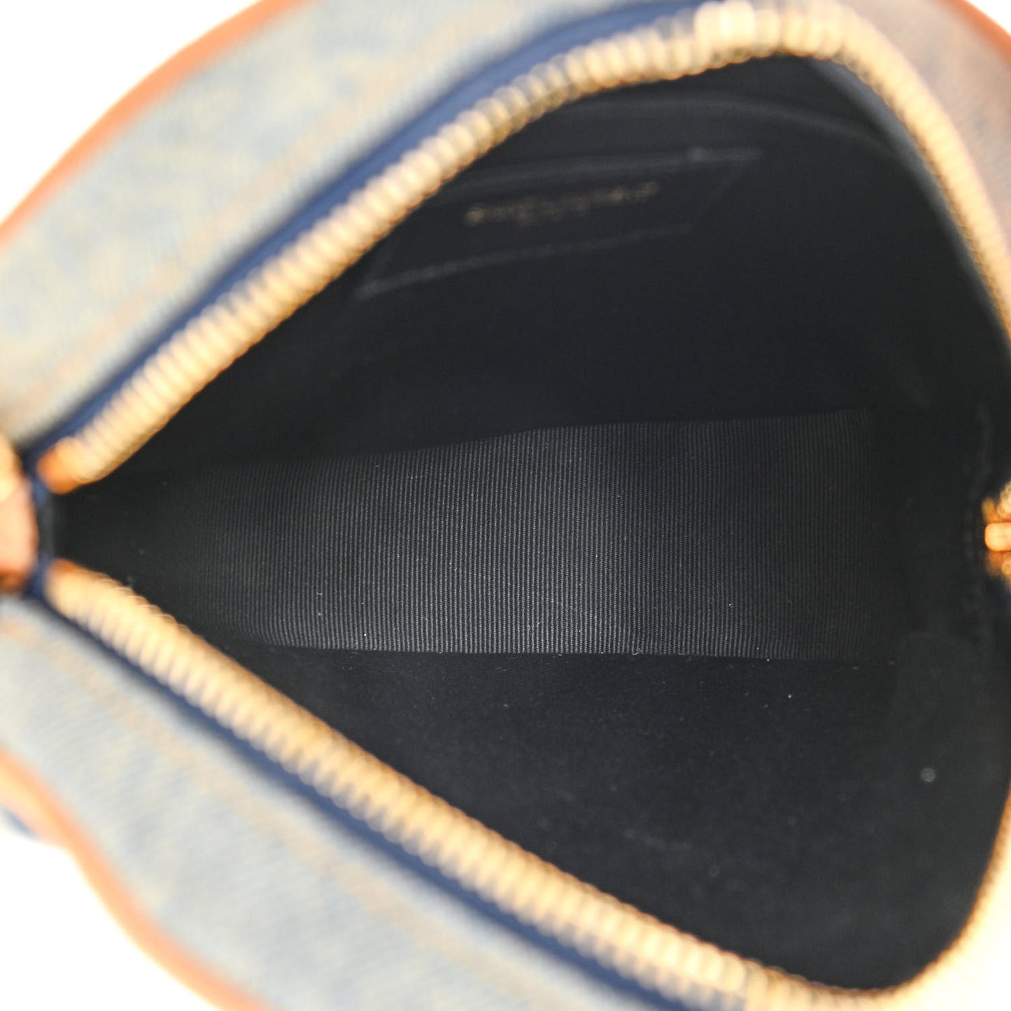 Denim Quilted Monogram Round Crossbody Bag Rodeo Blue