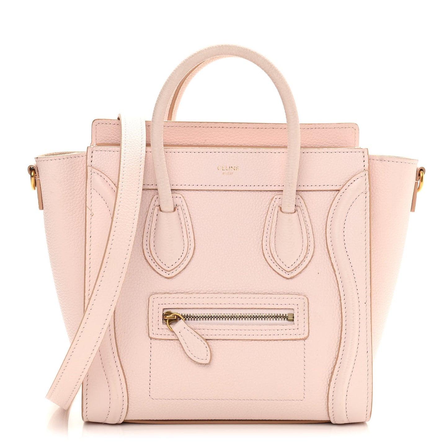 Drummed Calfskin Nano Luggage Pale Pink
