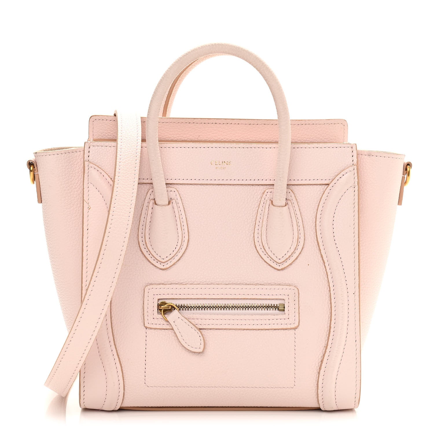Celine Drummed Calfskin Nano Luggage Pale Pink 1 of 16