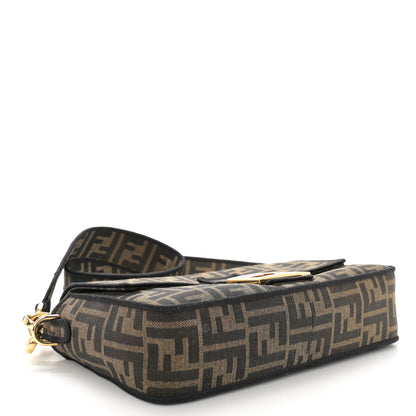 Fendi Fabric Jacquard FF 1974 Medium Baguette Tobacco Moro Black 4 of 10