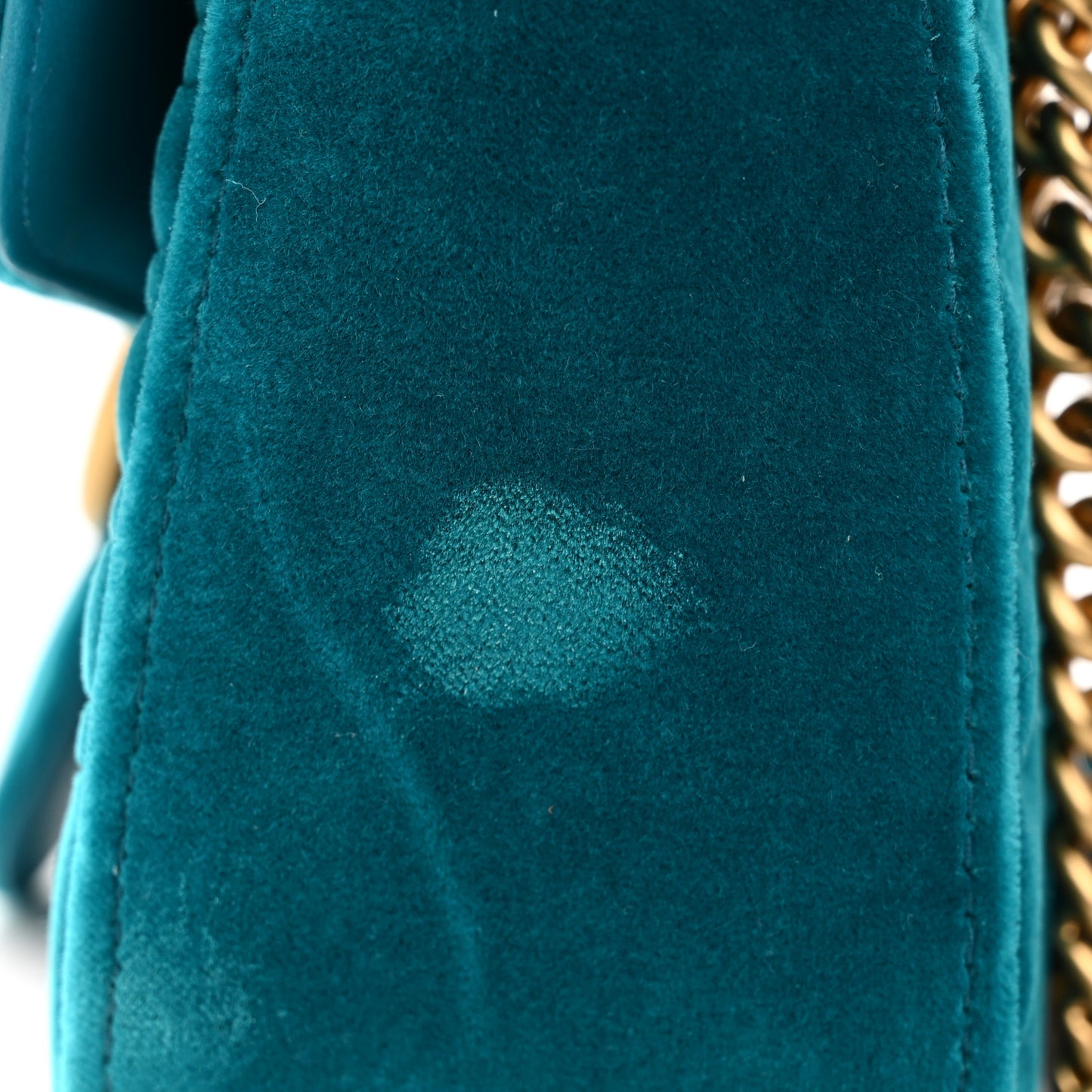 Velvet Matelasse Small GG Marmont Shoulder Bag Pavone Cyan