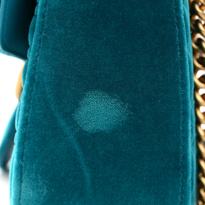 Gucci Velvet Matelasse Small GG Marmont Shoulder Bag Pavone Cyan 12 of 12