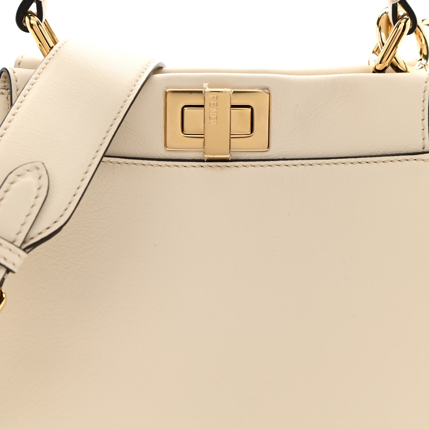 Fendi Vitello Seta Suede FF Mini Peekaboo Iconic Satchel Uovo Sigaro Marrone 9 of 9