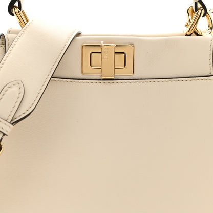 Fendi Vitello Seta Suede FF Mini Peekaboo Iconic Satchel Uovo Sigaro Marrone 9 of 9
