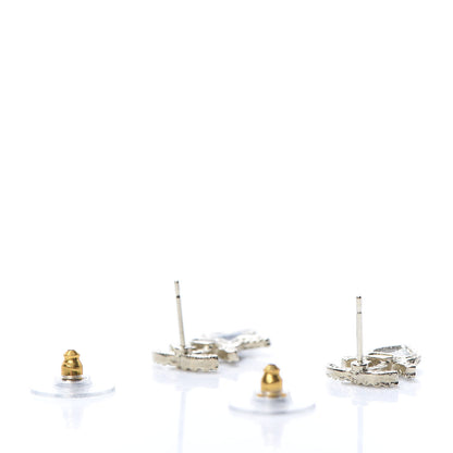 Chanel Crystal Enamel CC Star Heart Earrings Gold 3 of 5