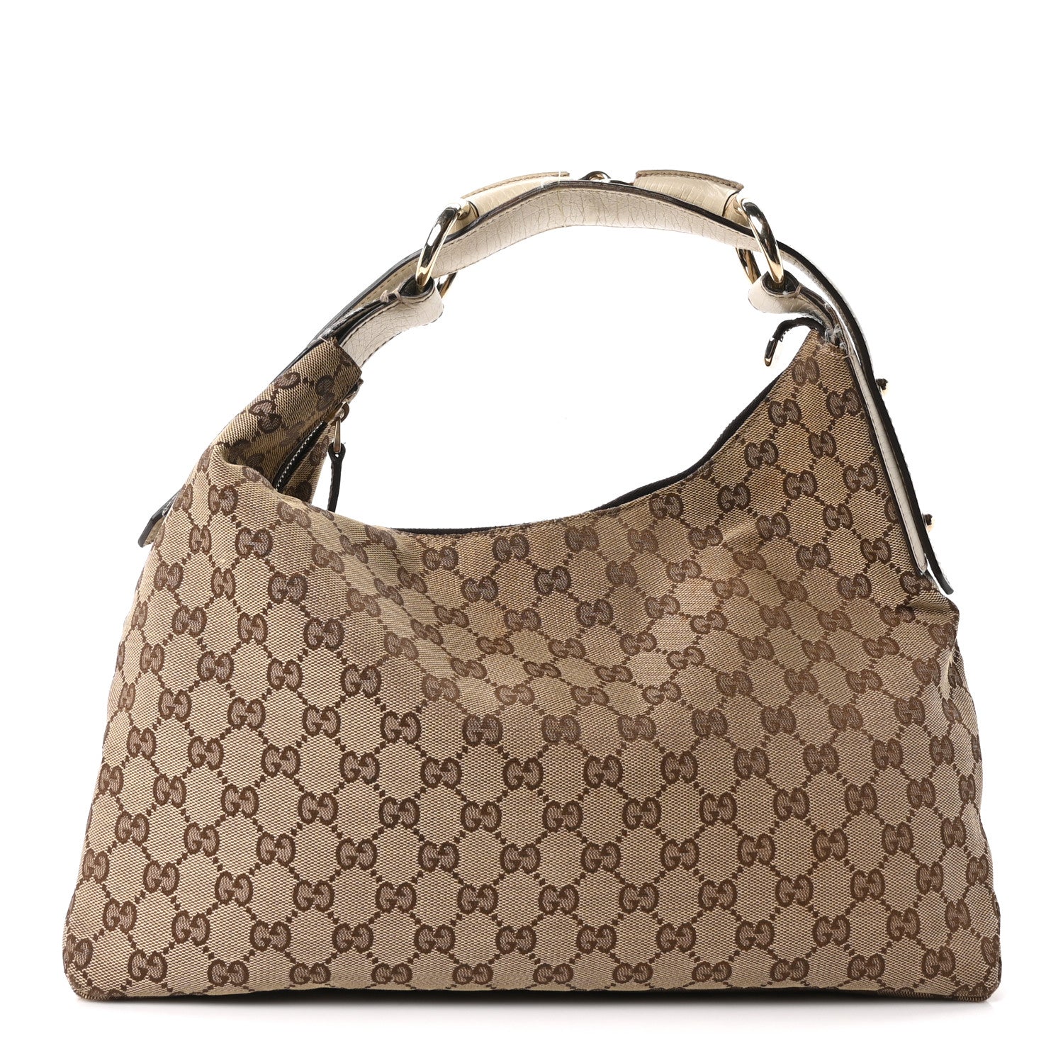 Gucci Monogram Medium Horsebit Chain Hobo Off White 1 of 10