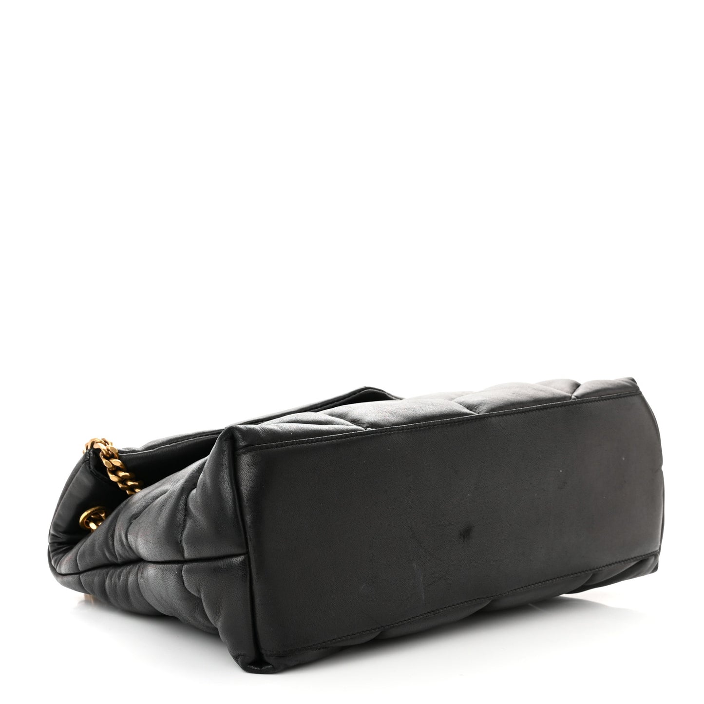 Lambskin Quilted Medium Loulou Puffer Monogram Chain Satchel Black