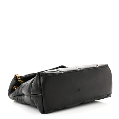 Saint Laurent Lambskin Quilted Medium Loulou Puffer Monogram Chain Satchel Black 4 of 12
