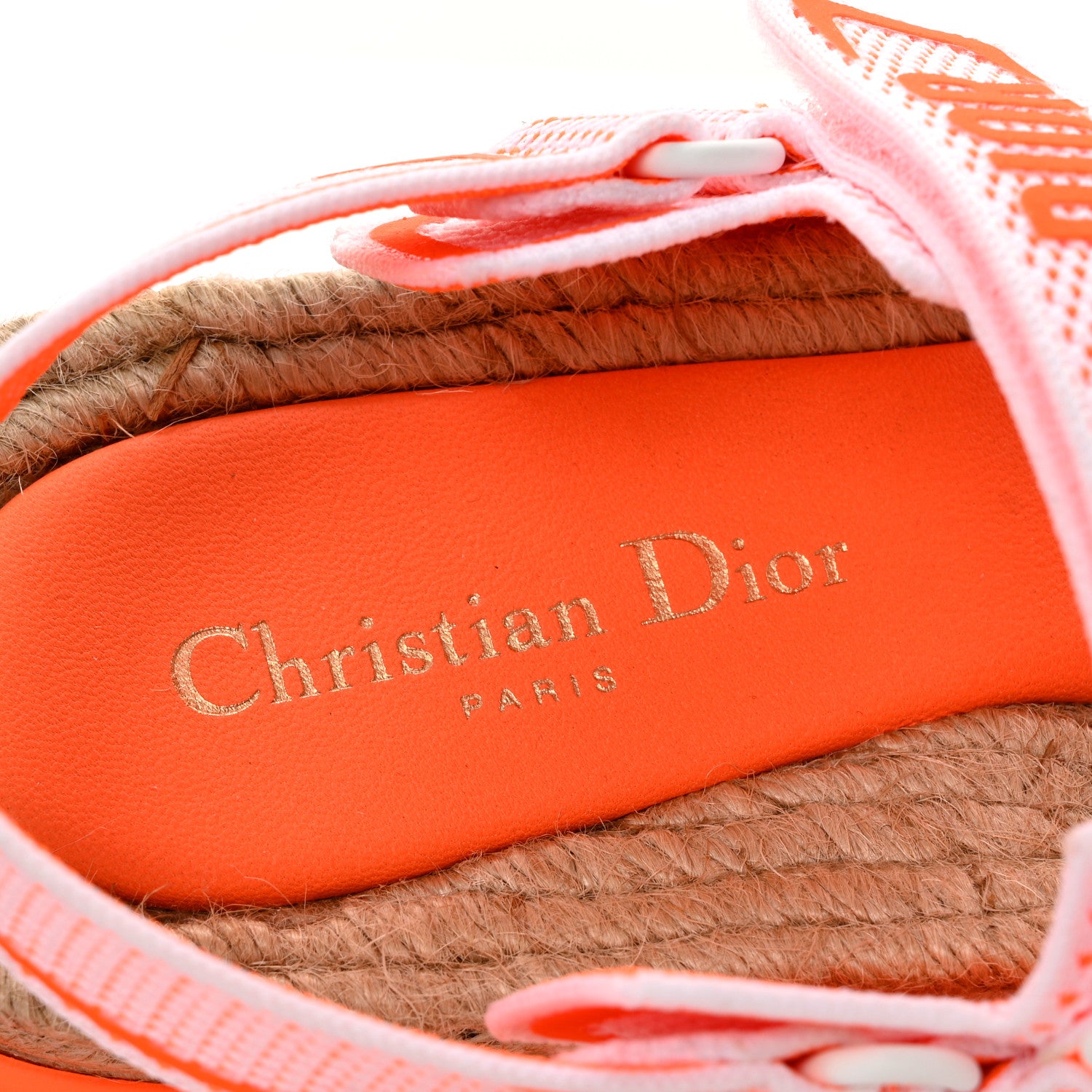 Christian Dior Technical Knit Jute Dioract 10mm Sandals 39 White Orange 7 of 8