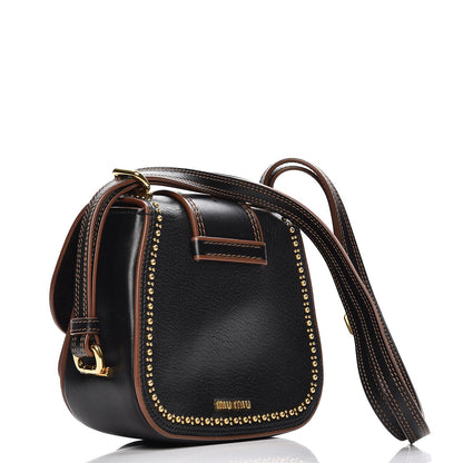 Miu Miu Studded Goatskin Jewel Buckle Dahlia Shoulder Bag Nero Black 3 of 8