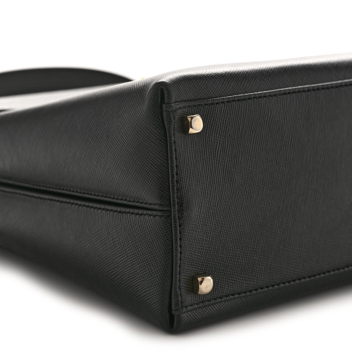 Hammered Calfskin Gancini Top Handle Bag Black