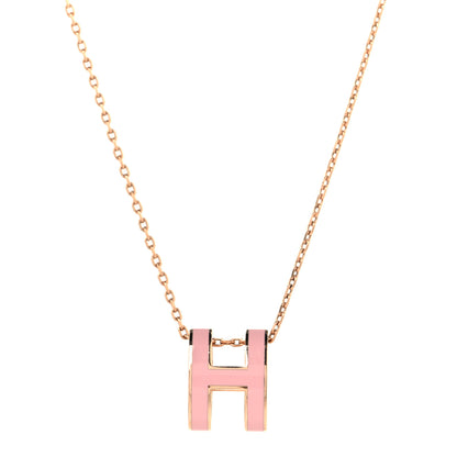 Hermes Lacquered Gold Pop H Pendant Necklace Rose Dragee 1 of 6