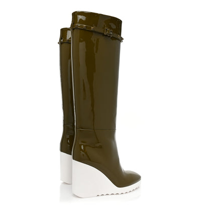 Valentino Garavani Patent Rockstud Knee High 15/100mm Wedge Boots 36 Lichen White 5 of 10
