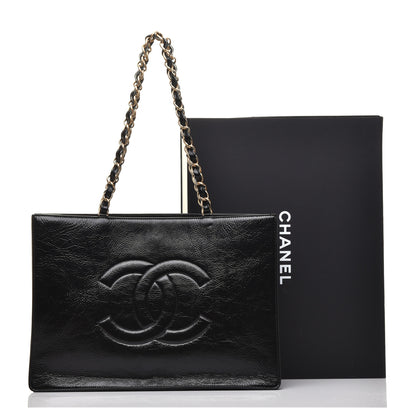 Chanel Shiny Aged Calfskin Shopping Bag Black 10 of 10