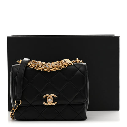Chanel Lambskin Quilted Mini CC Crystal Logo Chain Flap Black 12 of 12