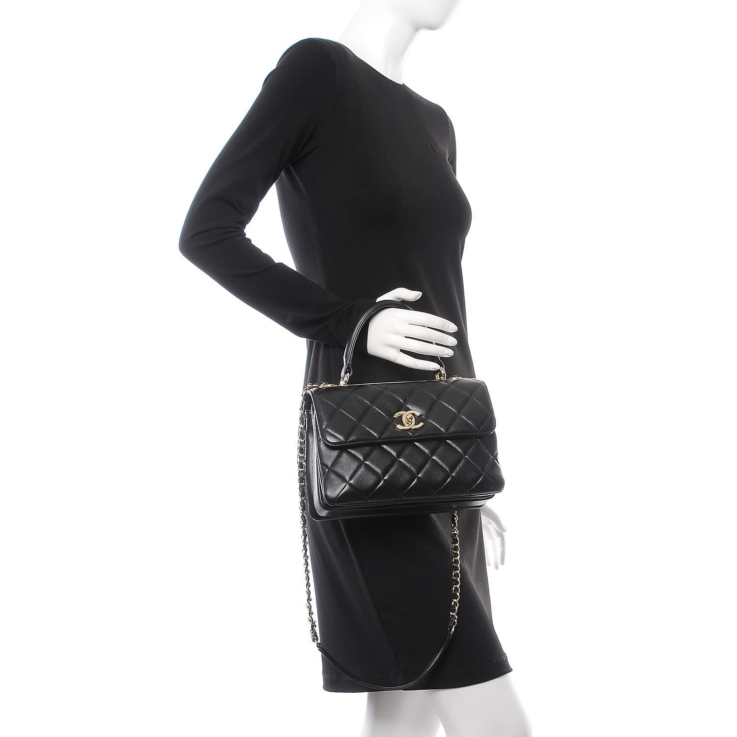 Chanel Lambskin Quilted Small Trendy CC Dual Handle Flap Bag Black 2 of 11