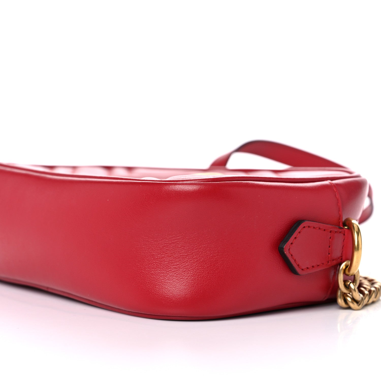 Gucci Calfskin Matelasse Mini GG Marmont Chain Shoulder Bag Hibiscus Red 10 of 17