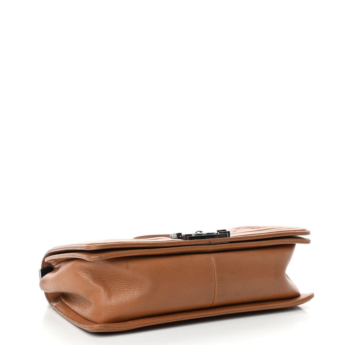 Calfskin Quilted Double Stitch Medium Boy Flap Camel