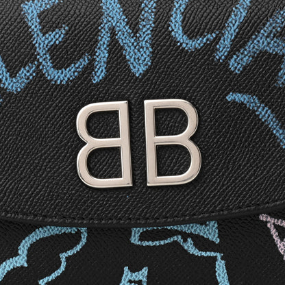 Balenciaga Calfskin Graffiti BB Chain Wallet Black Multicolor 6 of 8
