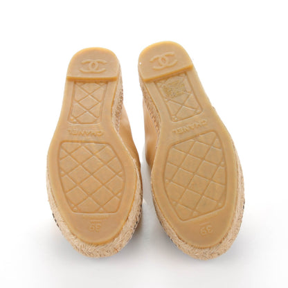 Chanel Lambskin CC Espadrilles 39 Beige Black 5 of 8