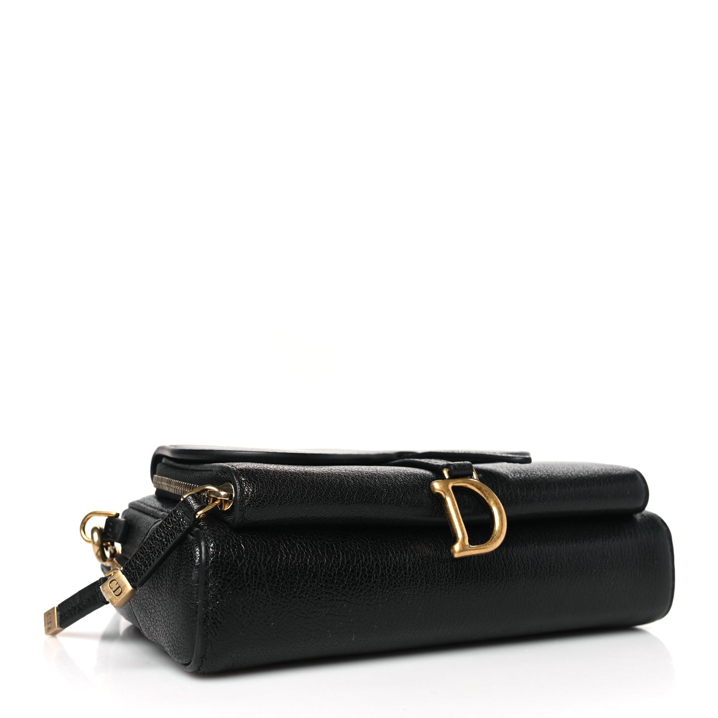 Goatskin Double Saddle Pouch Black