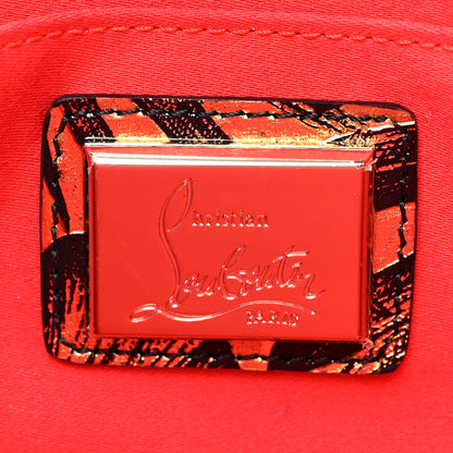 Christian Louboutin Patent Lame Hibiscus Spike Loubiclutch Clutch Black Gold 6 of 8