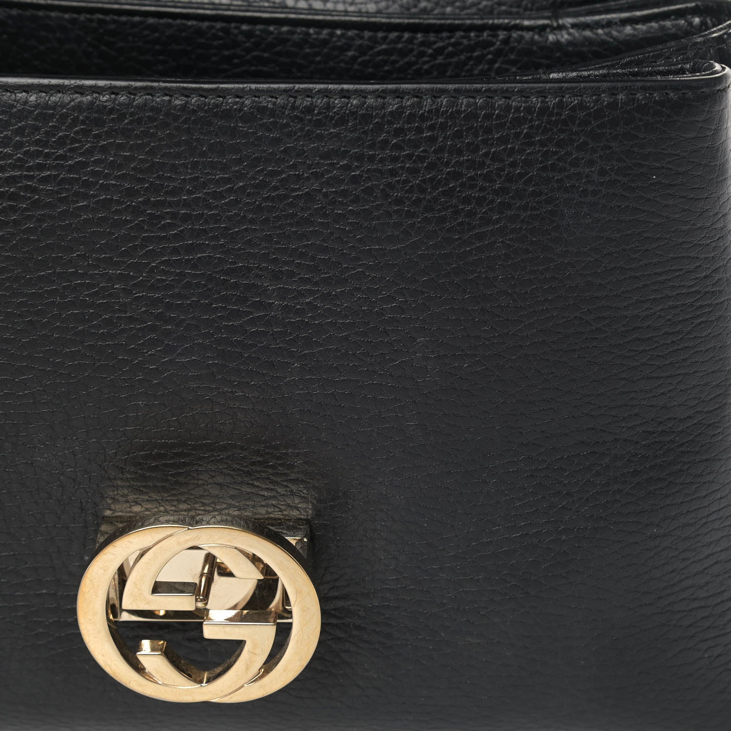Gucci Dollar Calfskin Interlocking G Top Handle Shoulder Bag Black 5 of 7