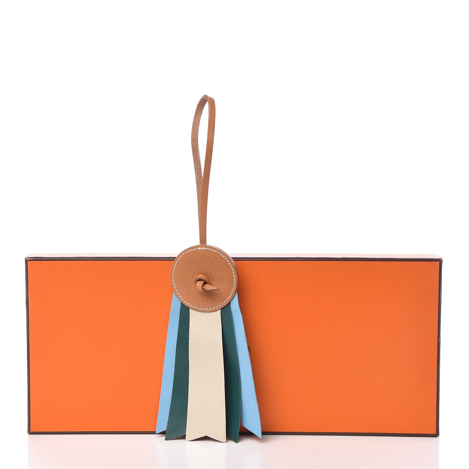 Hermes Vache Hunter Milo Lambskin Paddock Flot Bag Charm Natural Sable Craie Malachite Celeste 6 of 6