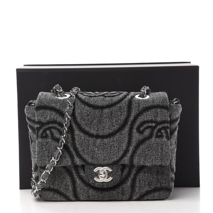 Chanel Denim Stitched Mini Square Flap Black 11 of 11