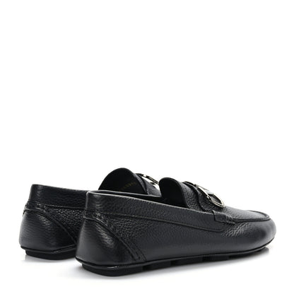 Valentino Garavani Grainy Calfskin Mens VLogo Driving Loafers 39.5 Black 4 of 8