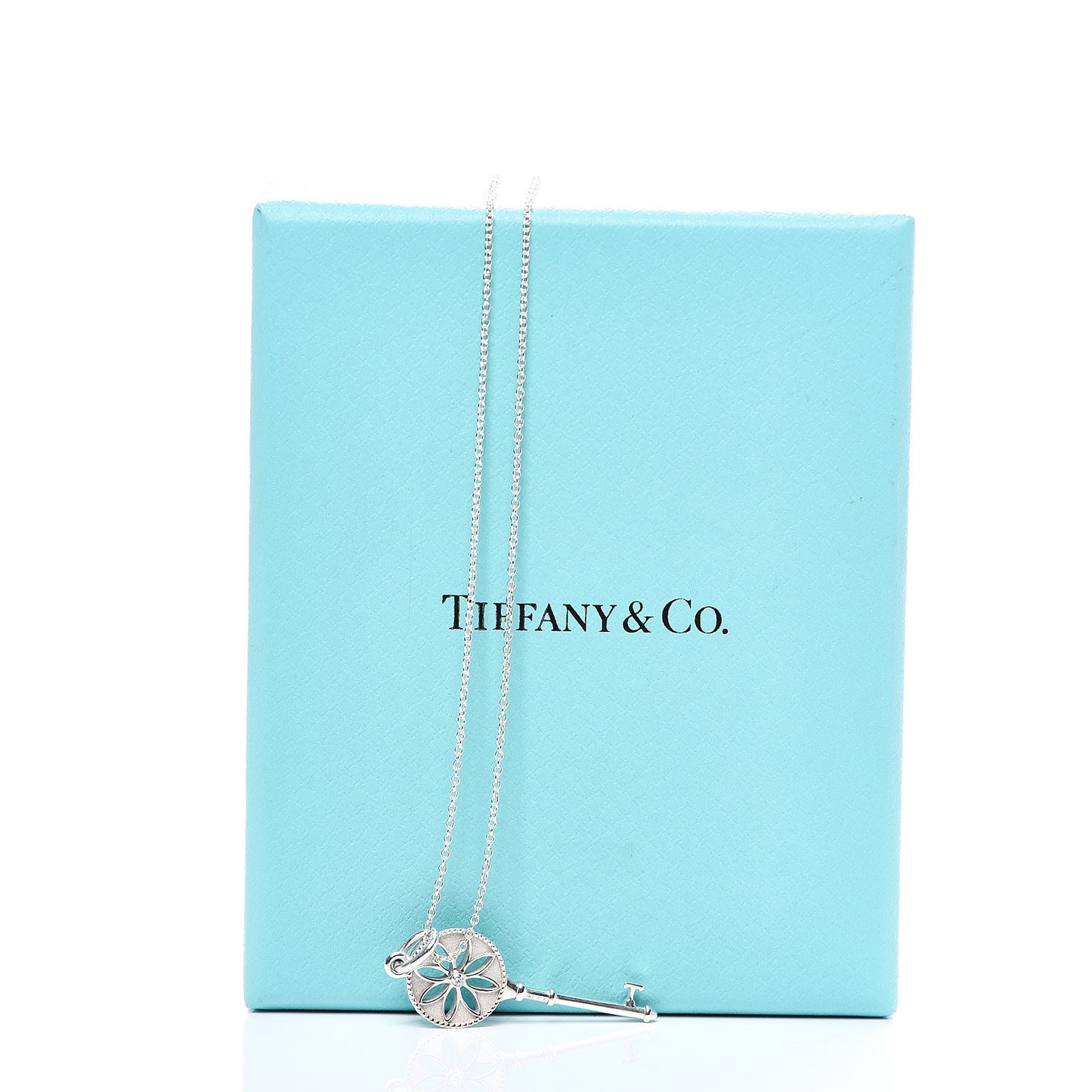 Sterling Silver Diamond Small Daisy Key Pendant Necklace