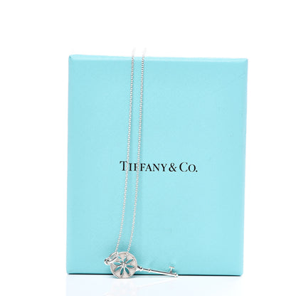 Tiffany Sterling Silver Diamond Small Daisy Key Pendant Necklace 7 of 7