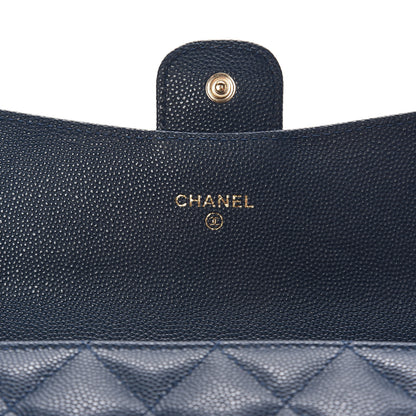 Chanel Caviar Quilted Large Gusset Flap Wallet Navy 6 of 9