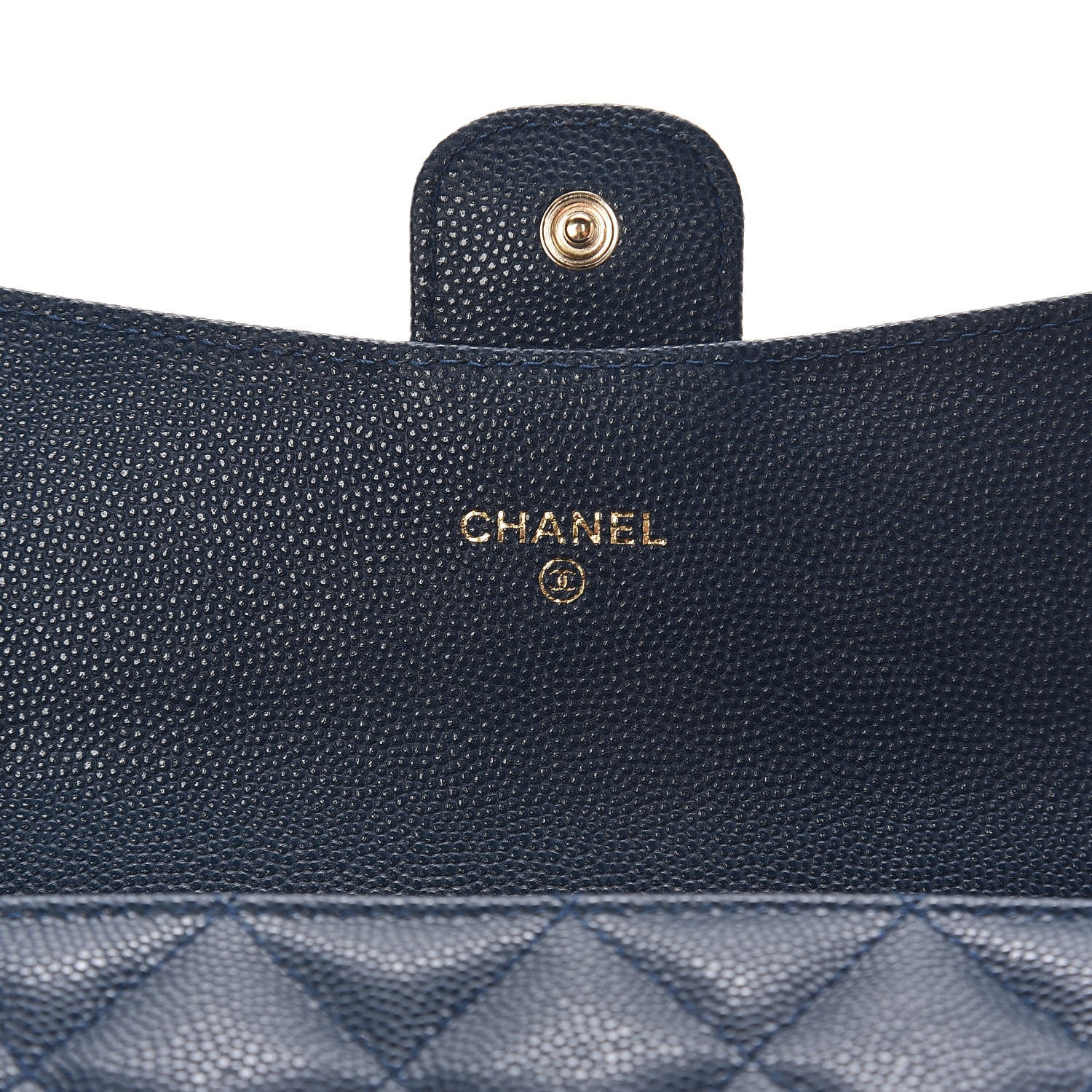 Chanel Caviar Quilted Large Gusset Flap Wallet Navy 6 of 9