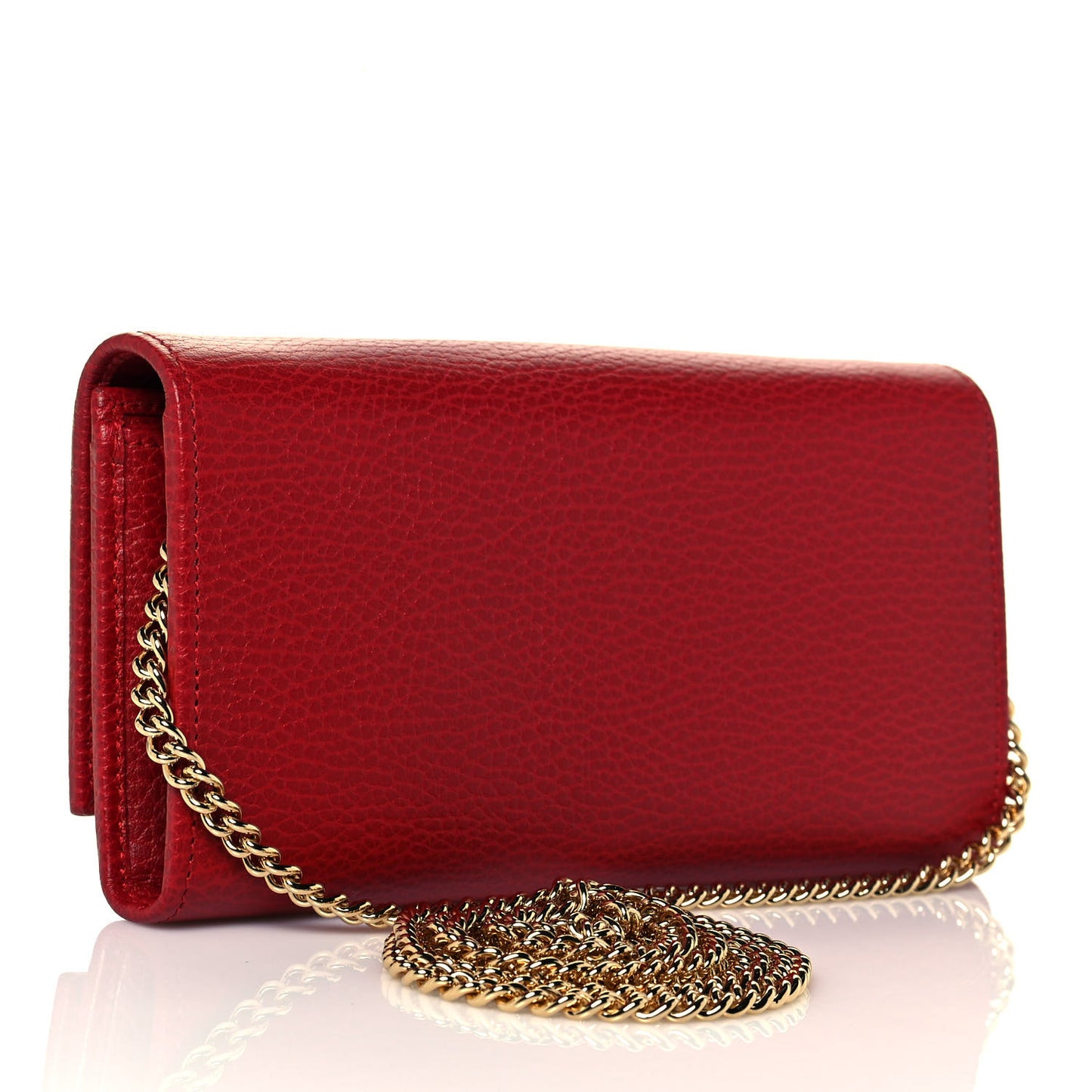 Dollar Calfskin Petite GG Marmont Wallet Chain Bag Hibiscus Red