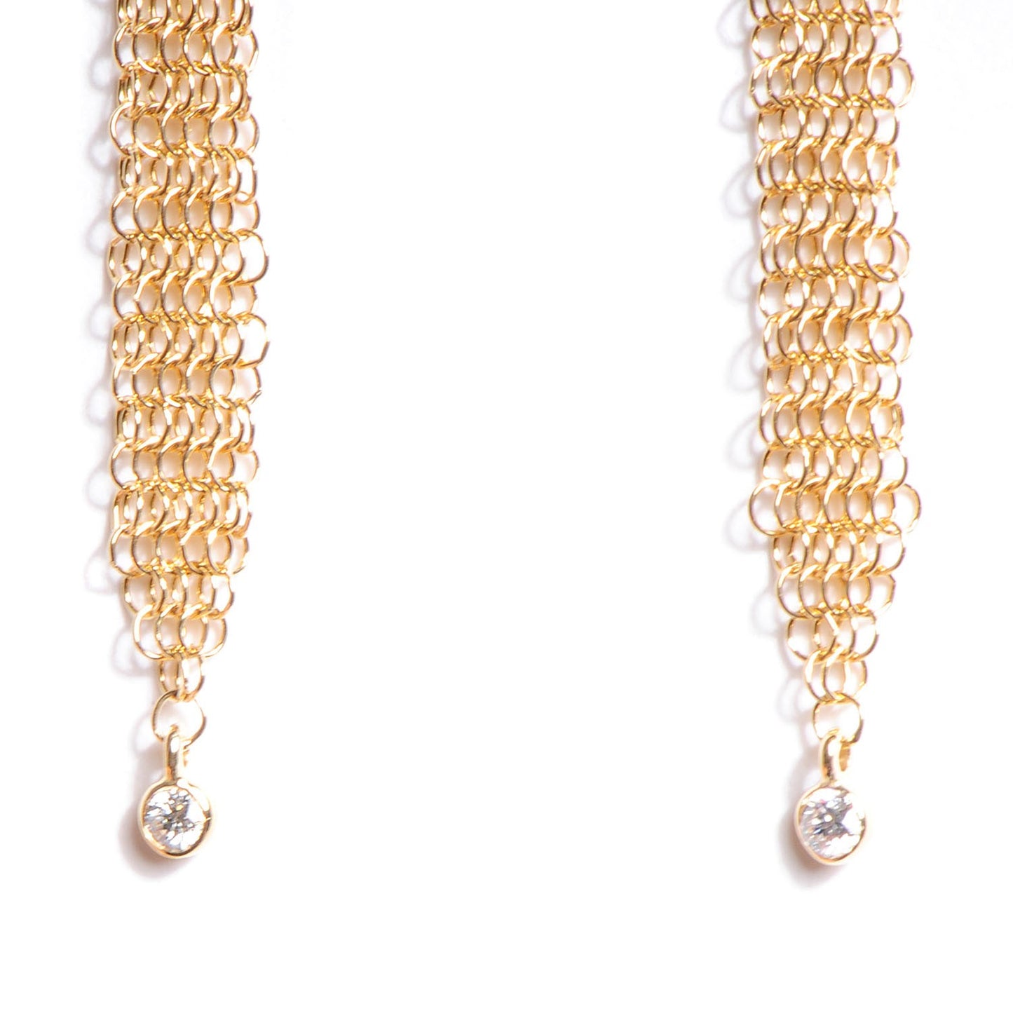 18K Yellow Gold Diamond Elsa Peretti Mesh Tassel Earrings