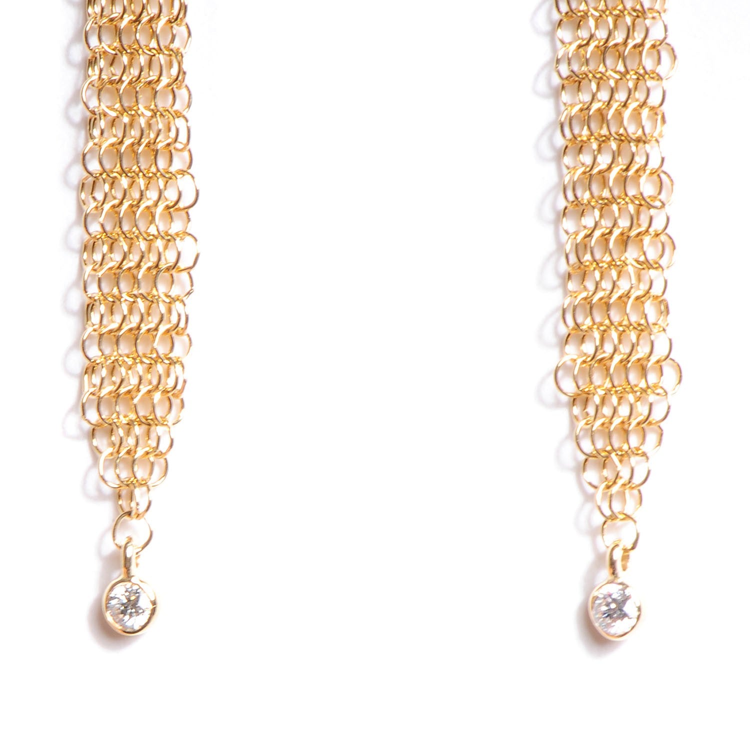 Tiffany 18K Yellow Gold Diamond Elsa Peretti Mesh Tassel Earrings 3 of 4