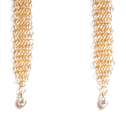 Tiffany 18K Yellow Gold Diamond Elsa Peretti Mesh Tassel Earrings 3 of 4
